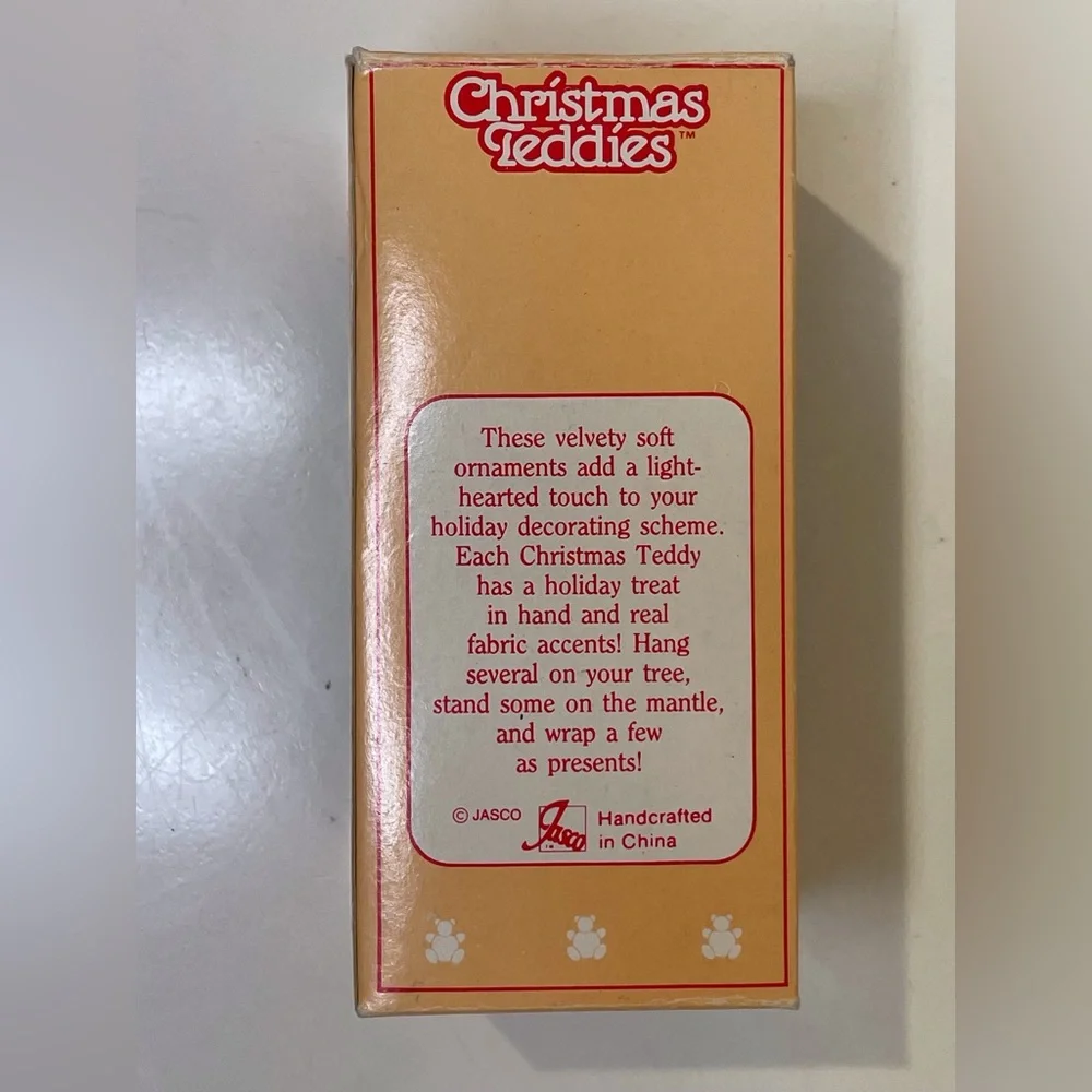 Jasco NWOT Vintage Flocked Christmas Teddies Bear Hanging‎ Tree Ornament